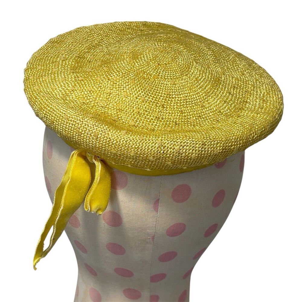 Roberta Bernays Hat Womens Yellow Antique Vintage Lace Top Round